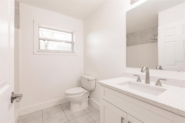 3129 Buttonwood Pl, Punta Gorda, FL 33950 - bathroom featuring baseboards, vanity, toilet, tile patterned floors, and a shower