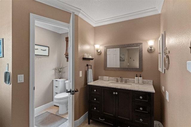 425 Corrientes Cir, Punta Gorda, FL 33983 - bathroom featuring vanity, toilet, crown molding, and baseboards