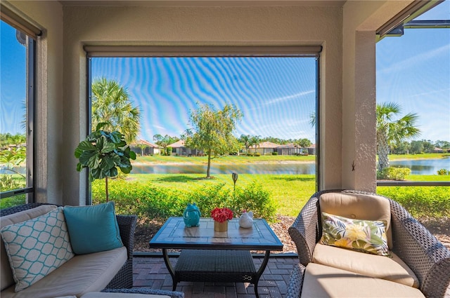 1470 Hyssop Loop, North Port, FL 34289 - sunroom / solarium featuring a water view and healthy amount of natural light
