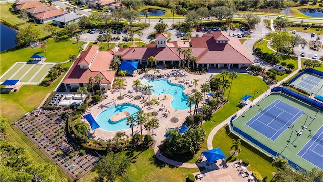 1470 Hyssop Loop, North Port, FL 34289 - drone / aerial view of a pool area and a large body of water