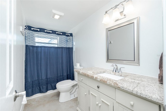 416 Allen St, Punta Gorda, FL 33950 - bathroom with vanity, toilet, tile patterned floors, and shower / bathtub combination with curtain