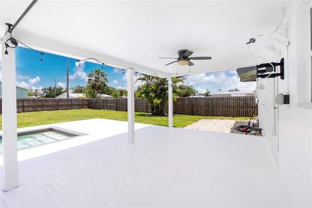 416 Allen St, Punta Gorda, FL 33950 - view of patio featuring ceiling fan and a hot tub