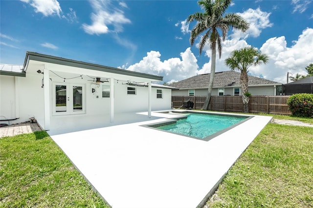 416 Allen St, Punta Gorda, FL 33950 - view of swimming pool with french doors, a ceiling fan, and a patio