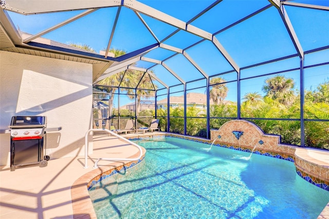 122 Arrow Ln, Rotonda West, FL 33947 - outdoor pool with glass enclosure and a patio area