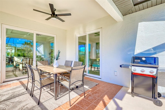122 Arrow Ln, Rotonda West, FL 33947 - sunroom featuring ceiling fan and outdoor dining space