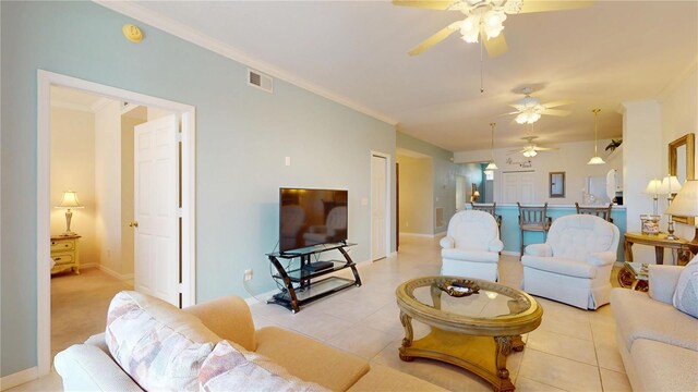 2002 Bal Harbor Blvd Unit 1712, Punta Gorda, FL 33950 - living area with ceiling fan, baseboards, crown molding, and light tile patterned floors