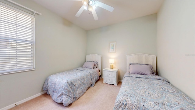2002 Bal Harbor Blvd Unit 1712, Punta Gorda, FL 33950 - bedroom with carpet flooring, vaulted ceiling, a ceiling fan, and baseboards