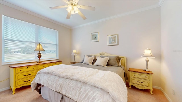2002 Bal Harbor Blvd Unit 1712, Punta Gorda, FL 33950 - bedroom with light colored carpet, baseboards, crown molding, and ceiling fan