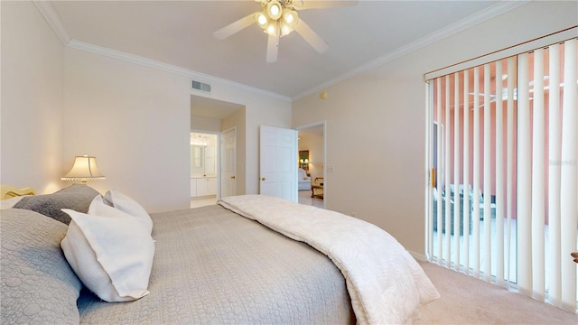 2002 Bal Harbor Blvd Unit 1712, Punta Gorda, FL 33950 - carpeted bedroom featuring crown molding, ensuite bathroom, and ceiling fan