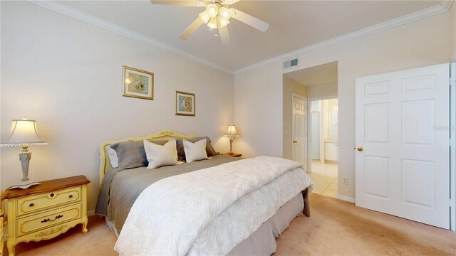 2002 Bal Harbor Blvd Unit 1712, Punta Gorda, FL 33950 - bedroom featuring crown molding, light carpet, baseboards, and ceiling fan