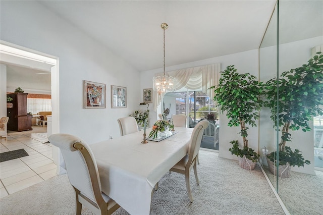 4055 Alwick Ln, North Port, FL 34287 - dining area featuring lofted ceiling, a chandelier, and light tile patterned floors
