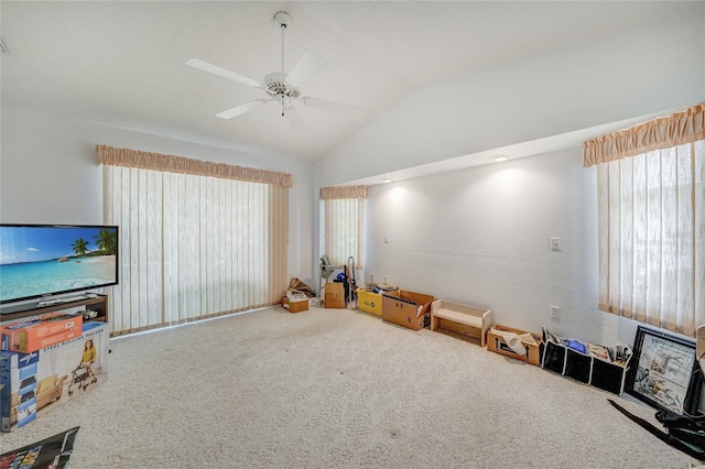 4055 Alwick Ln, North Port, FL 34287 - playroom featuring healthy amount of natural light, lofted ceiling, carpet flooring, and ceiling fan