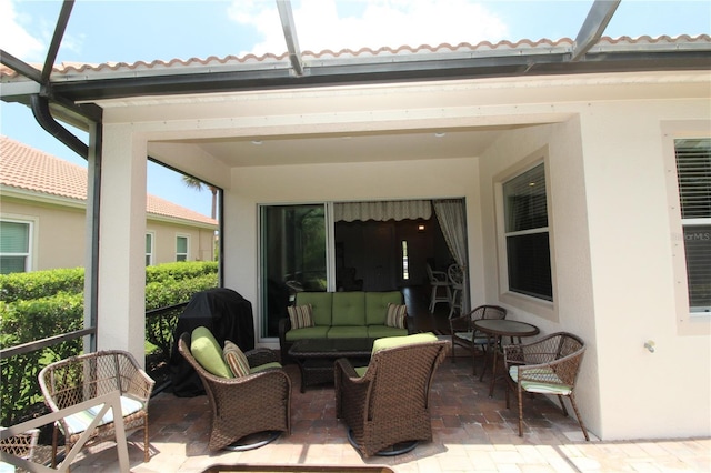 13256 Creekside Ln, Port Charlotte, FL 33953 - view of patio / terrace featuring an outdoor living space and a lanai