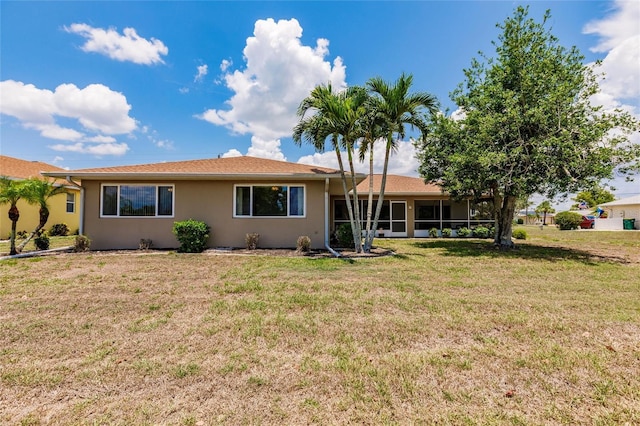 2365 Nuremberg Blvd, Punta Gorda, FL 33983 - back of house featuring a lawn, stucco siding, and a sunroom