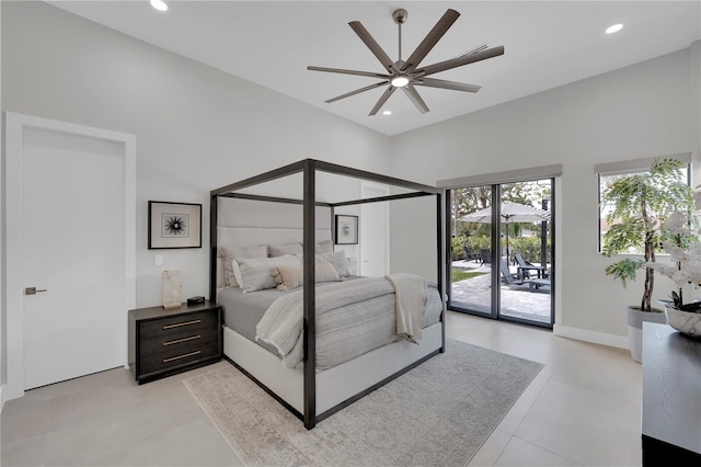 1324 Longwood Dr, Fort Myers, FL 33919 - bedroom featuring access to outside, recessed lighting, and ceiling fan