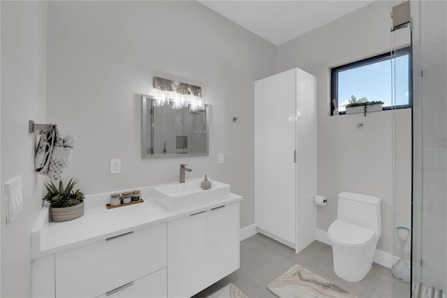 1324 Longwood Dr, Fort Myers, FL 33919 - bathroom with vanity, toilet, baseboards, and concrete flooring