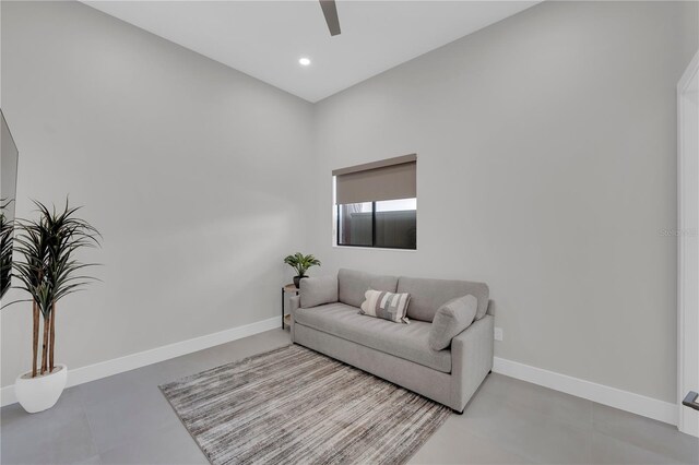 1324 Longwood Dr, Fort Myers, FL 33919 - sitting room with a ceiling fan, baseboards, recessed lighting, and tile patterned floors