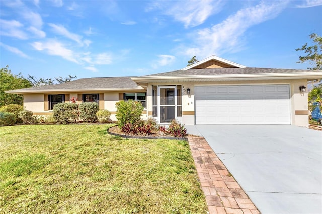 566 Reading St NW, Port Charlotte, FL 33952 - ranch-style house with stucco siding, concrete driveway, and an attached garage