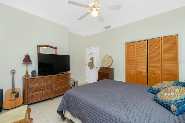 5219 Guava Ter, Port Charlotte, FL 33981 - bedroom with light tile patterned floors, a closet, and ceiling fan