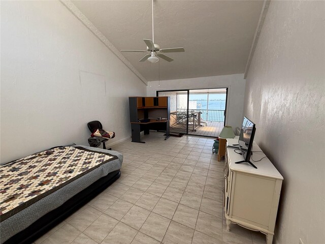 25188 Marion Ave Unit 1, Punta Gorda, FL 33950 - bedroom featuring lofted ceiling, access to exterior, and ceiling fan