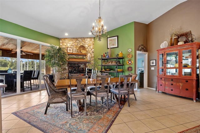 5600 Blackjack Ct S, Punta Gorda, FL 33982 - tiled dining room featuring a chandelier