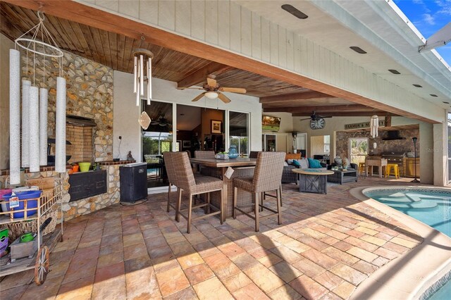 5600 Blackjack Ct S, Punta Gorda, FL 33982 - view of patio featuring a ceiling fan, outdoor dining space, and outdoor lounge area