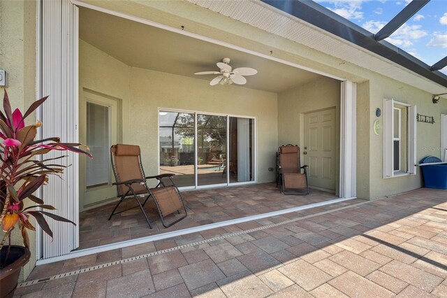 2747 Suncoast Lakes Blvd, Punta Gorda, FL 33980 - view of patio / terrace featuring ceiling fan and a lanai
