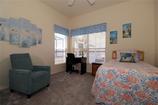 3772 Peace River Dr, Punta Gorda, FL 33983 - carpeted bedroom with a ceiling fan, baseboards, and a desk