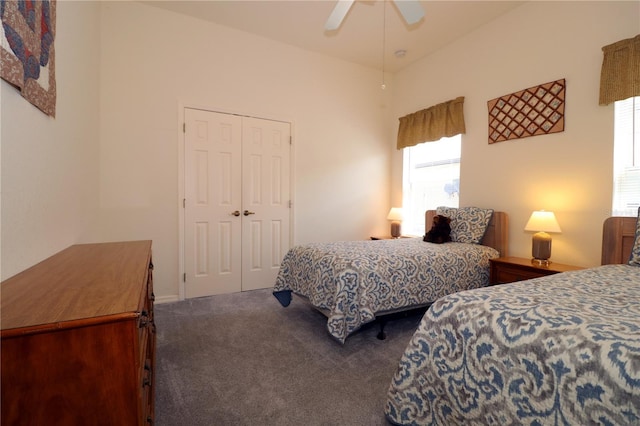 3772 Peace River Dr, Punta Gorda, FL 33983 - bedroom featuring carpet flooring, ceiling fan, and a closet