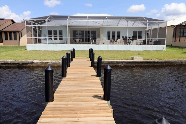 3772 Peace River Dr, Punta Gorda, FL 33983 - dock area featuring a water view and a lawn
