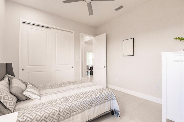 5061 Collingswood Blvd, Port Charlotte, FL 33948 - bedroom featuring a closet, baseboards, and ceiling fan