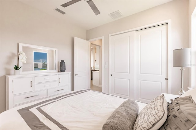 5061 Collingswood Blvd, Port Charlotte, FL 33948 - bedroom with a closet and a ceiling fan