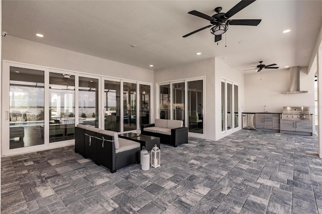 5061 Collingswood Blvd, Port Charlotte, FL 33948 - view of patio with a ceiling fan, a sink, and an outdoor hangout area