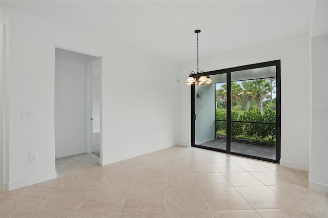 16053 Rosemallow Ln, Alva, FL 33920 - spare room with a chandelier, baseboards, and tile patterned flooring