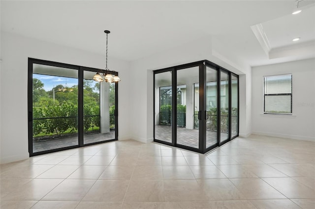 16053 Rosemallow Ln, Alva, FL 33920 - tiled spare room with baseboards and a chandelier