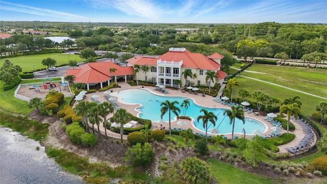 16053 Rosemallow Ln, Alva, FL 33920 - community pool with a patio and a water view