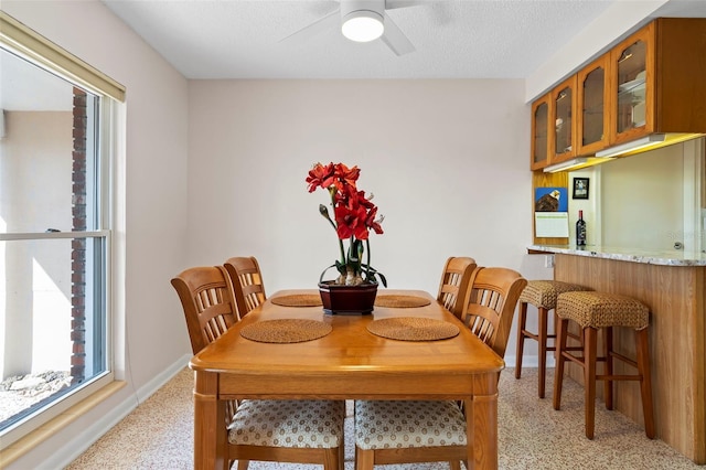125 Small St SE, Port Charlotte, FL 33952 - dining room featuring plenty of natural light, light carpet, ceiling fan, and a dry bar