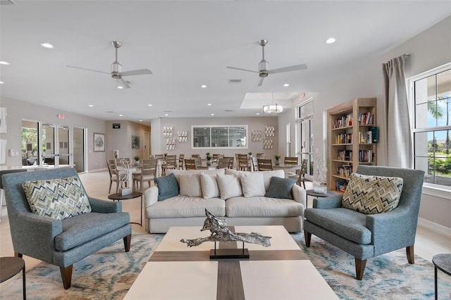 25008 Lalique Pl, Punta Gorda, FL 33950 - living area featuring a ceiling fan, recessed lighting, and baseboards