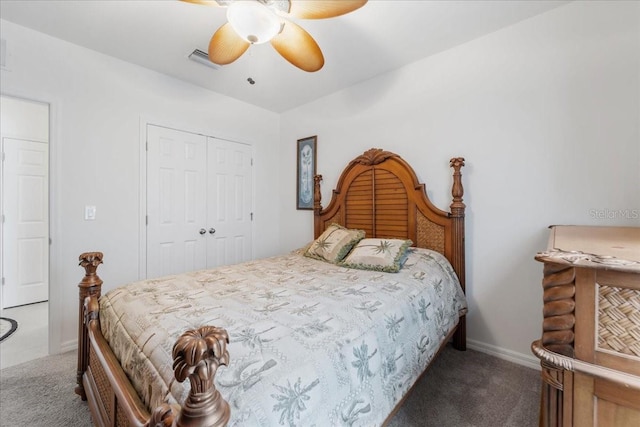 7652 Mikasa Dr, Punta Gorda, FL 33950 - carpeted bedroom with a closet and a ceiling fan