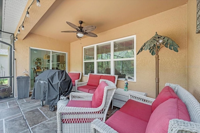 7652 Mikasa Dr, Punta Gorda, FL 33950 - view of patio / terrace with a ceiling fan and an outdoor living space