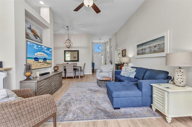 24358 Folkstone Ave, Punta Gorda, FL 33980 - living area featuring ceiling fan and light wood-style flooring