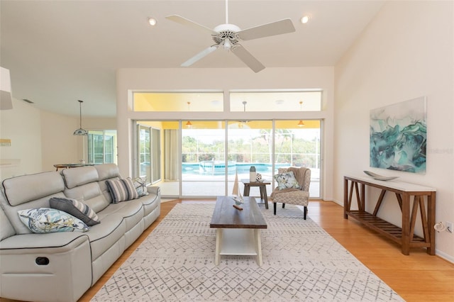 3506 Saint Florent Ct, Punta Gorda, FL 33950 - living area featuring healthy amount of natural light, light wood-style flooring, ceiling fan, and recessed lighting