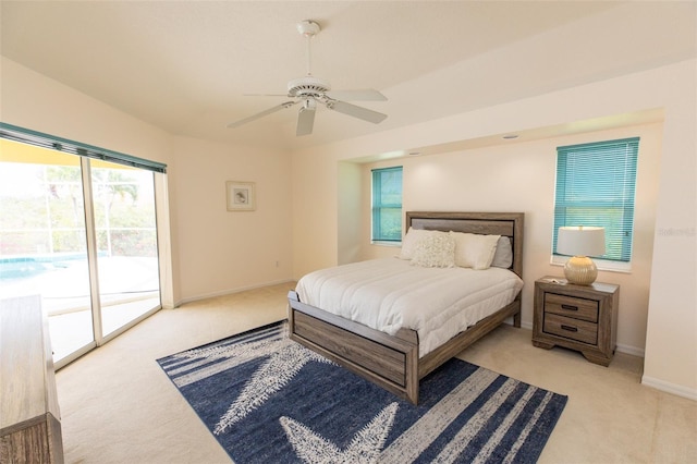 3506 Saint Florent Ct, Punta Gorda, FL 33950 - bedroom featuring light carpet, access to exterior, and a ceiling fan