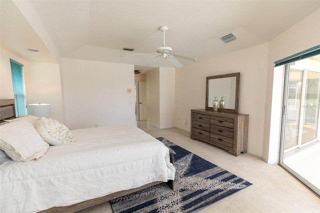 3506 Saint Florent Ct, Punta Gorda, FL 33950 - bedroom featuring access to exterior, light colored carpet, and ceiling fan