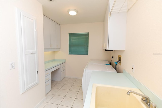 3506 Saint Florent Ct, Punta Gorda, FL 33950 - laundry room with cabinet space, separate washer and dryer, light tile patterned floors, and an office area