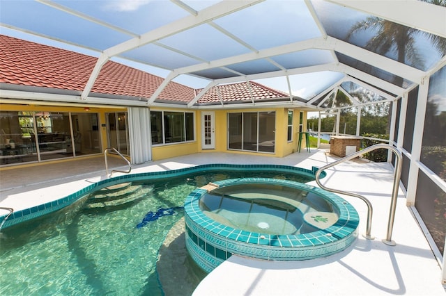 3506 Saint Florent Ct, Punta Gorda, FL 33950 - view of pool featuring a pool with connected hot tub, a patio, and a lanai