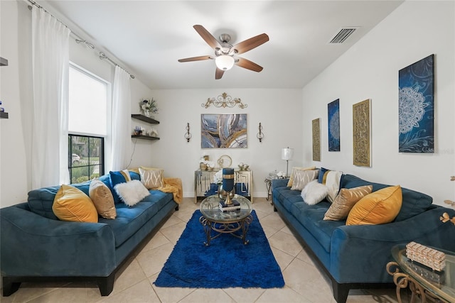 2515 Sherman Oak Dr, North Port, FL 34289 - living area with ceiling fan and light tile patterned floors