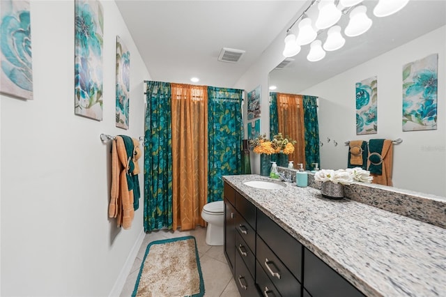 2515 Sherman Oak Dr, North Port, FL 34289 - full bath with toilet, vanity, tile patterned flooring, curtained shower, and baseboards