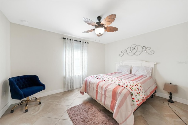 2515 Sherman Oak Dr, North Port, FL 34289 - bedroom with ceiling fan, baseboards, and light tile patterned floors