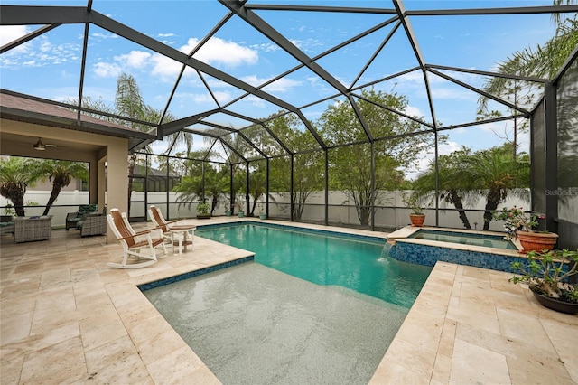 2515 Sherman Oak Dr, North Port, FL 34289 - view of pool with a patio area, a fenced backyard, and glass enclosure
